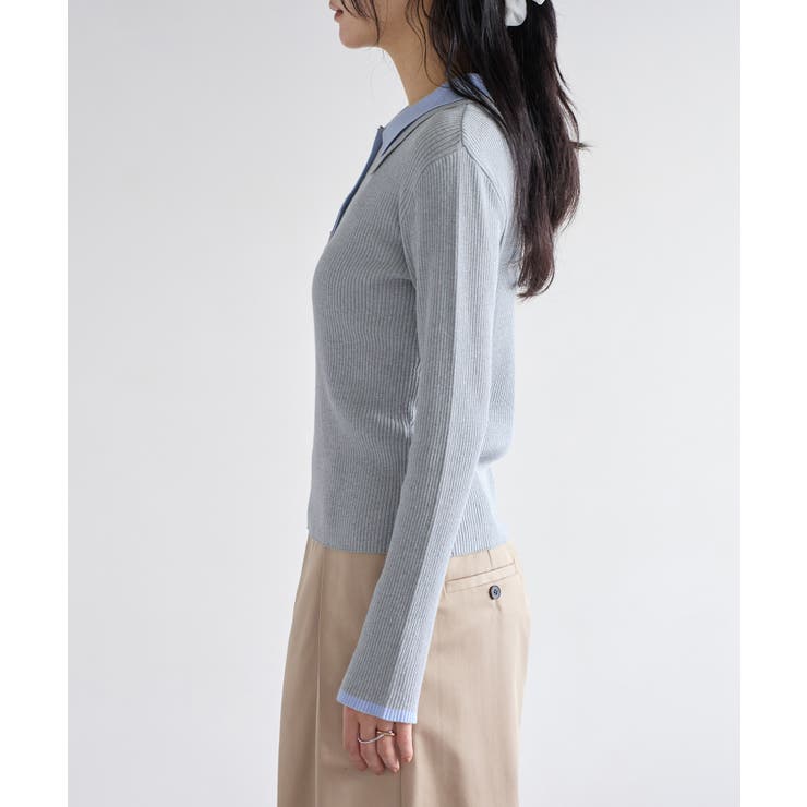 ダブルカラーポロニットトップス | VIS  | 詳細画像22 