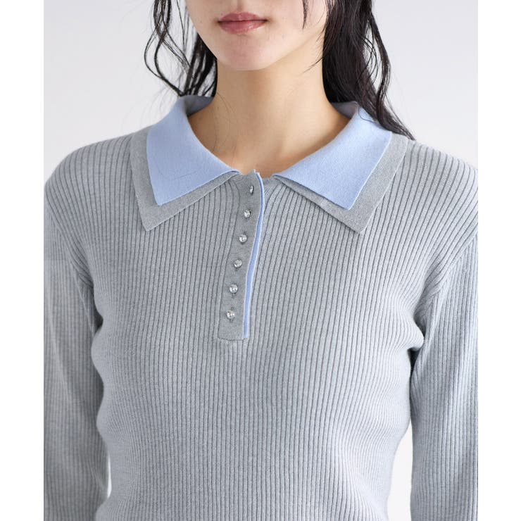 ダブルカラーポロニットトップス | VIS  | 詳細画像24 