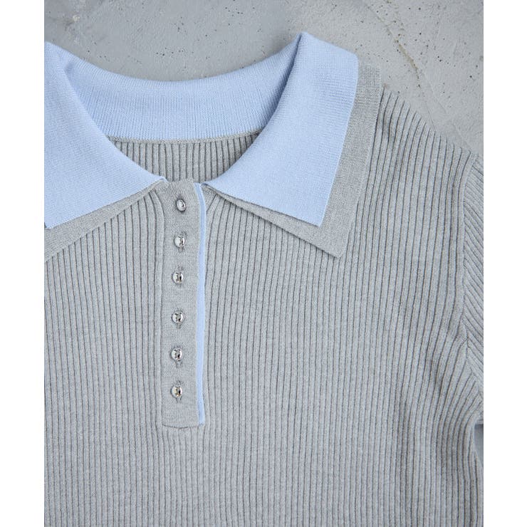 ダブルカラーポロニットトップス | VIS  | 詳細画像30 