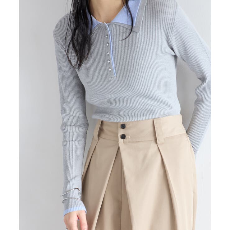 ダブルカラーポロニットトップス | VIS  | 詳細画像5 