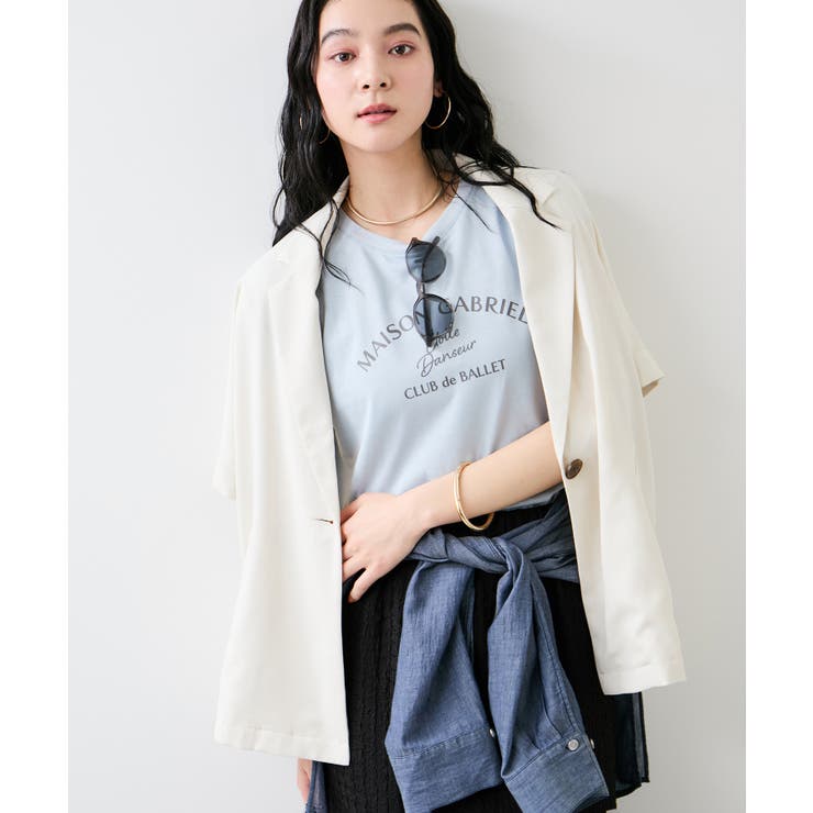 フォト＆ロゴプリントフレンチスリーブTシャツ/接触冷感 | VIS  | 詳細画像14 