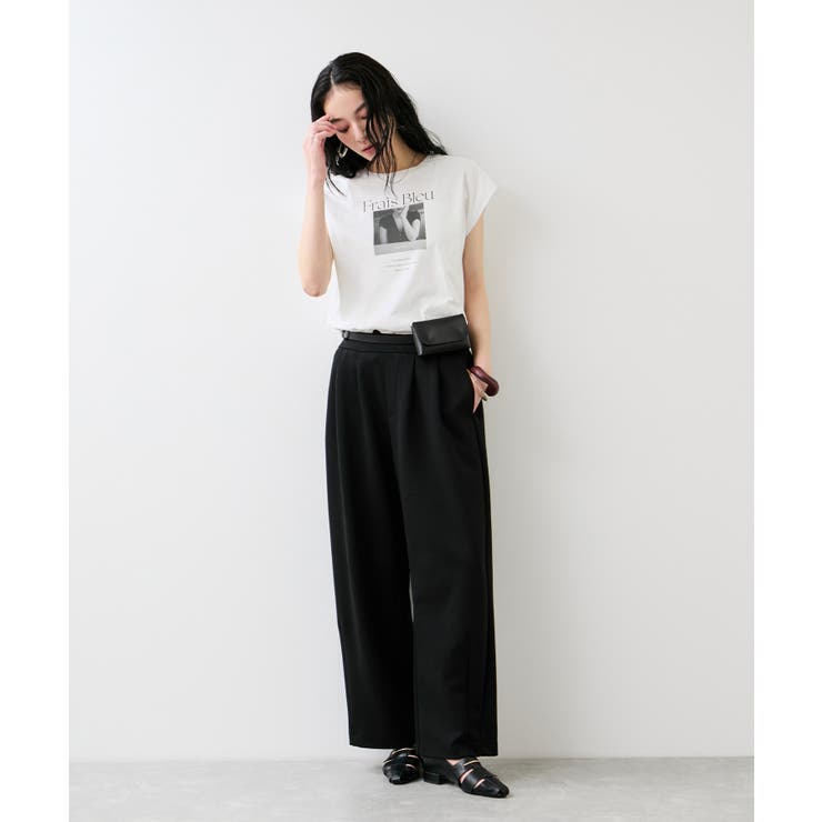 フォト＆ロゴプリントフレンチスリーブTシャツ/接触冷感 | VIS  | 詳細画像2 
