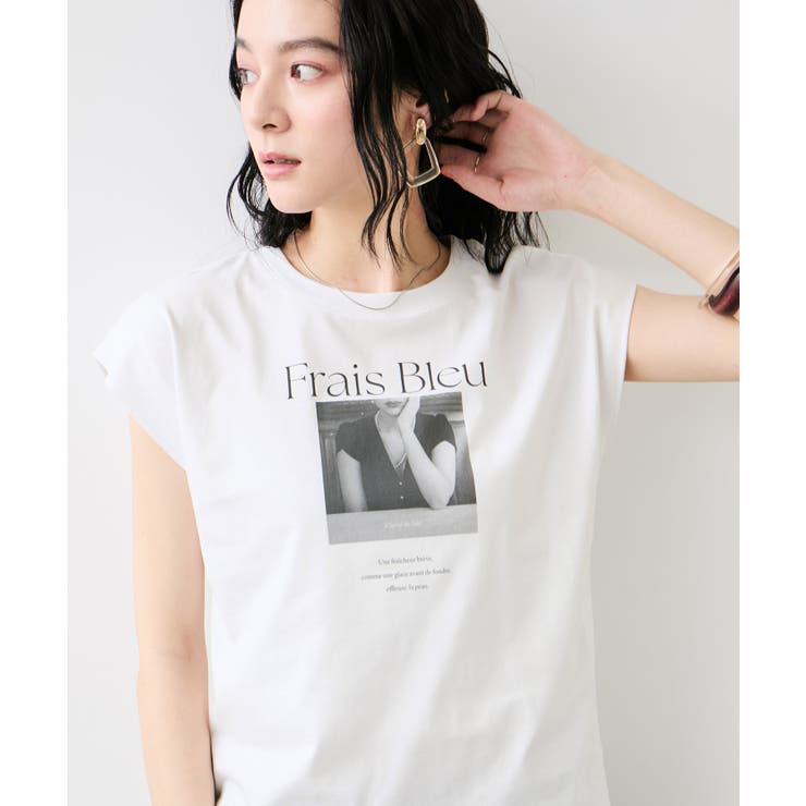 フォト＆ロゴプリントフレンチスリーブTシャツ/接触冷感 | VIS  | 詳細画像5 