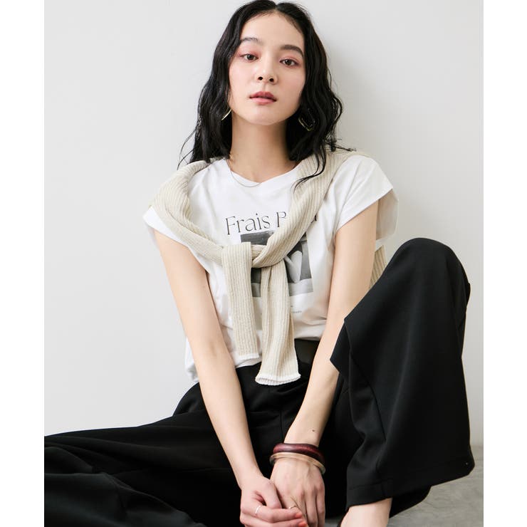 フォト＆ロゴプリントフレンチスリーブTシャツ/接触冷感 | VIS  | 詳細画像6 