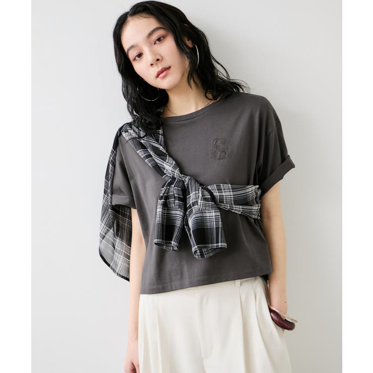 ボクシークロップド刺繍Tシャツ | VIS  | 詳細画像6 