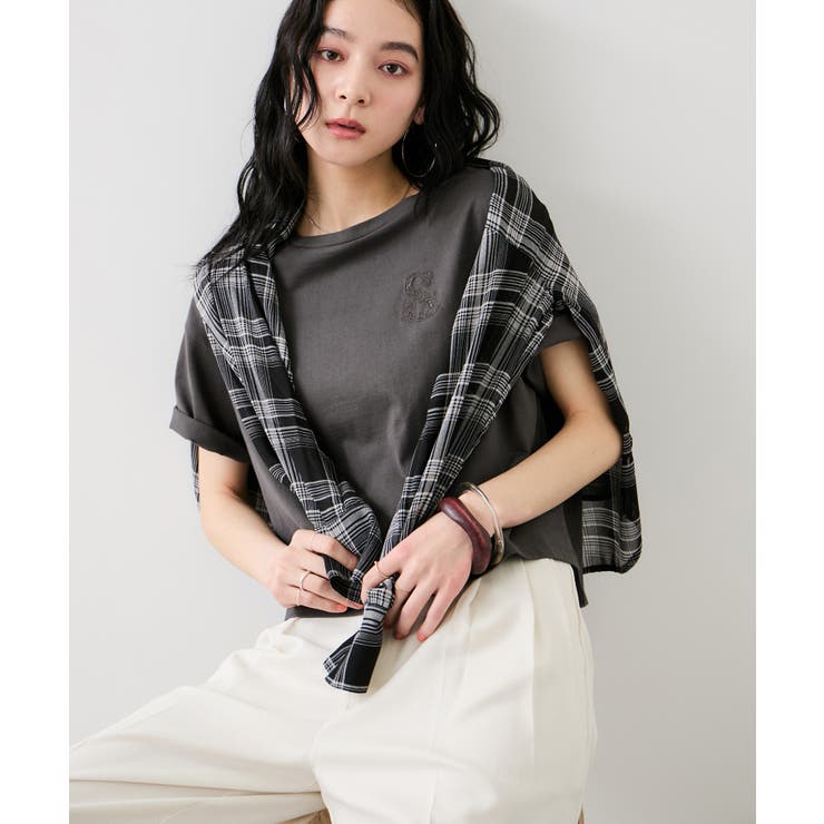 ボクシークロップド刺繍Tシャツ | VIS  | 詳細画像7 