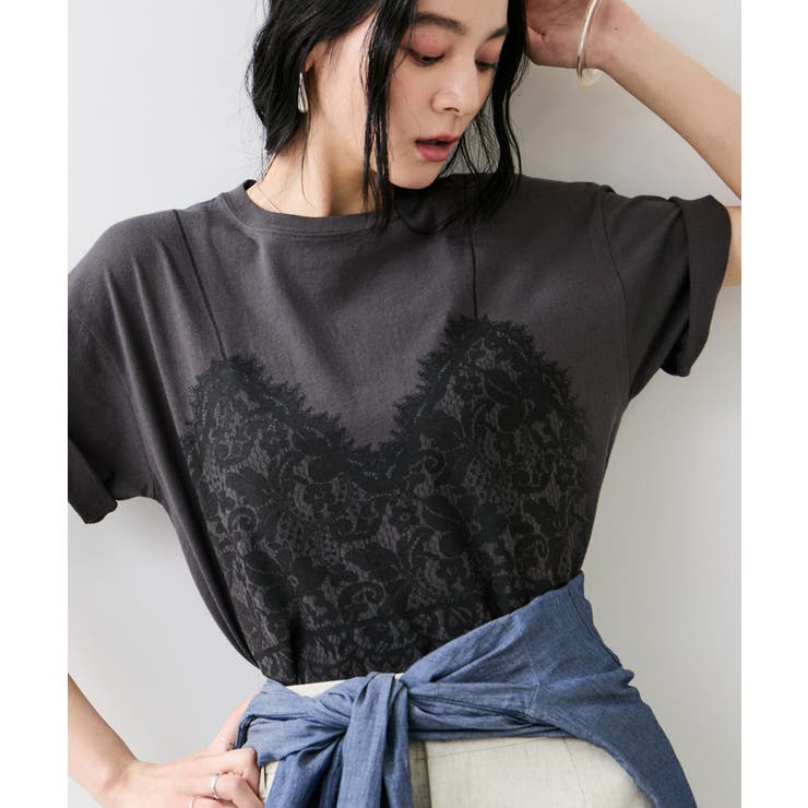 トロンプルイユプリントTシャツ | VIS  | 詳細画像10 