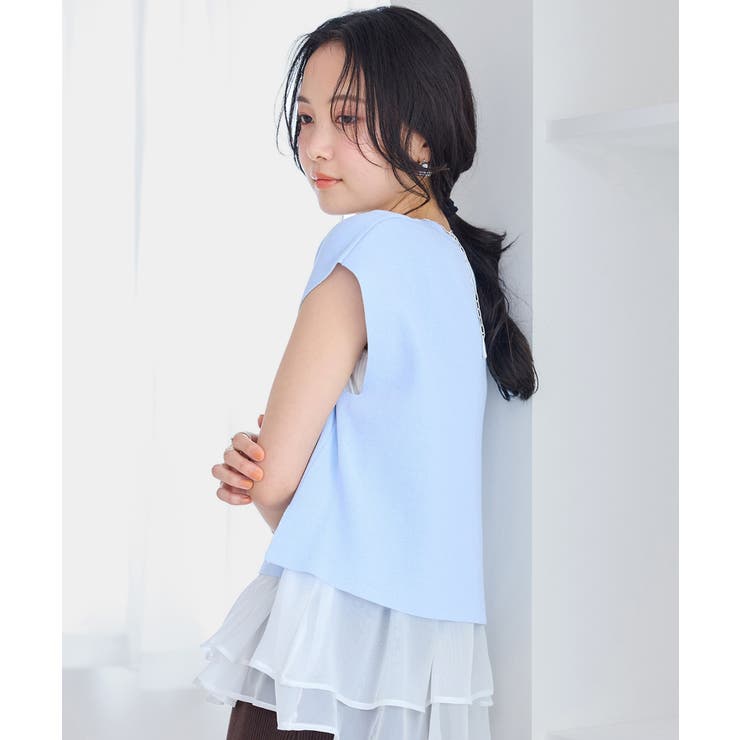サックス(48) | オーガンジードッキングフレンチニット | VIS 