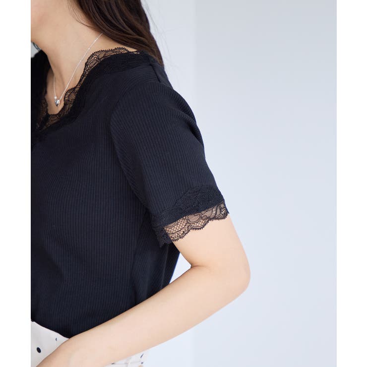 レーストリムVネックTシャツ/汗ジミ加工 | VIS  | 詳細画像10 