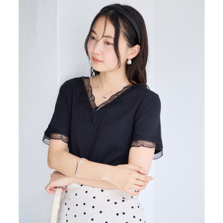 レーストリムVネックTシャツ/汗ジミ加工 | VIS  | 詳細画像11 