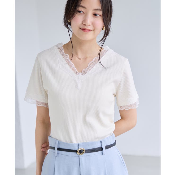 レーストリムVネックTシャツ/汗ジミ加工 | VIS  | 詳細画像14 