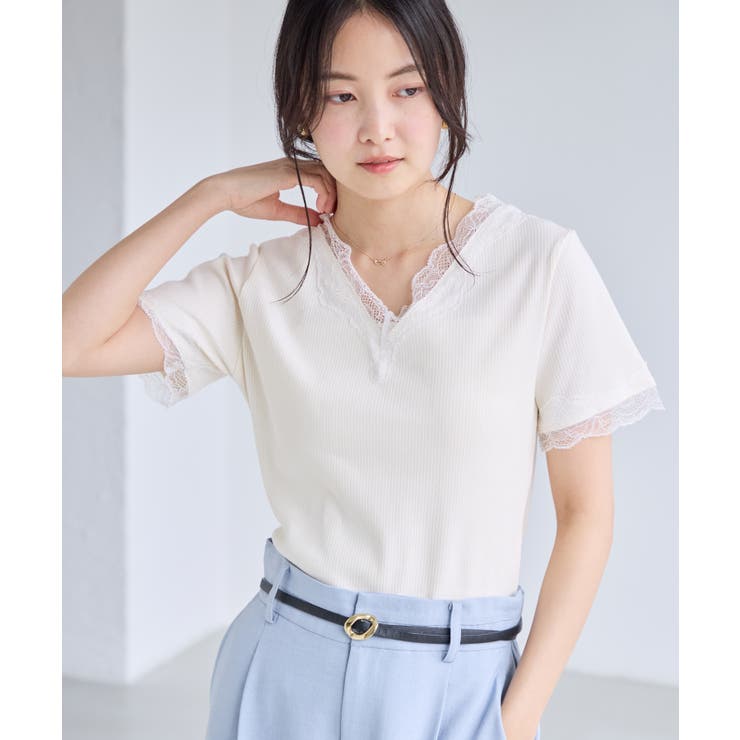 レーストリムVネックTシャツ/汗ジミ加工 | VIS  | 詳細画像16 