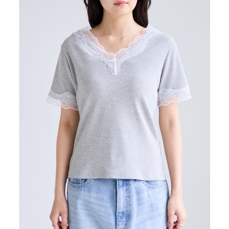 レーストリムVネックTシャツ/汗ジミ加工 | VIS  | 詳細画像19 