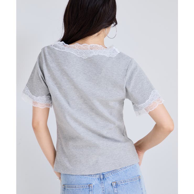 レーストリムVネックTシャツ/汗ジミ加工 | VIS  | 詳細画像4 