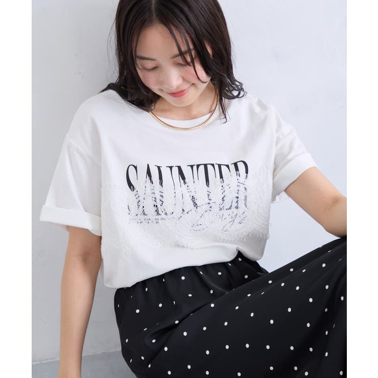 レースレイヤードロゴ半袖Tシャツ | VIS  | 詳細画像11 