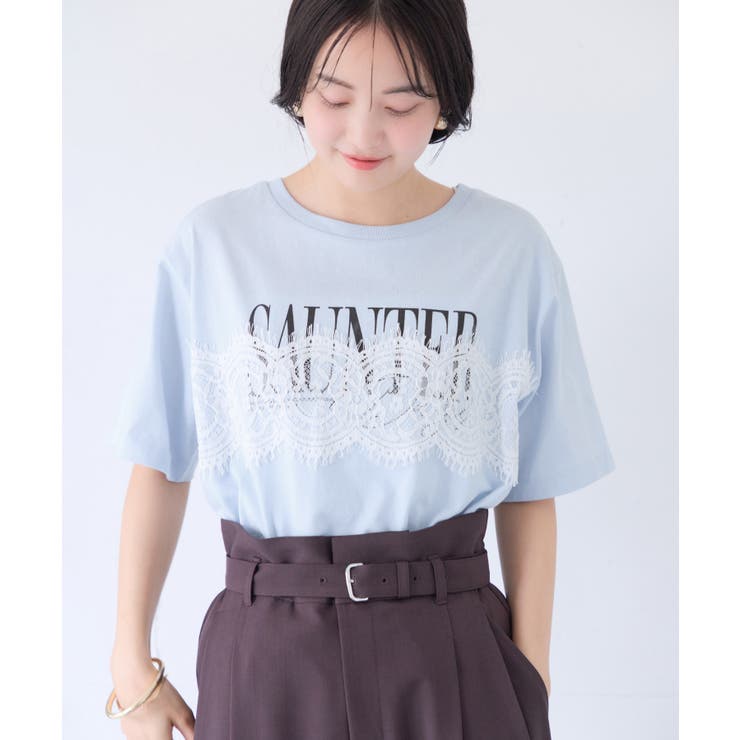 レースレイヤードロゴ半袖Tシャツ | VIS  | 詳細画像16 