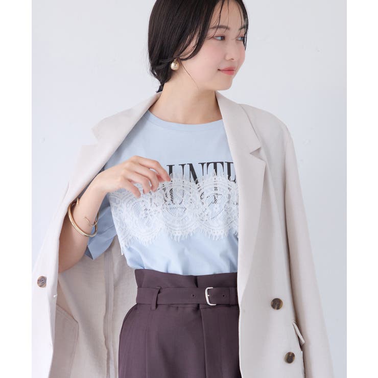 レースレイヤードロゴ半袖Tシャツ | VIS  | 詳細画像19 