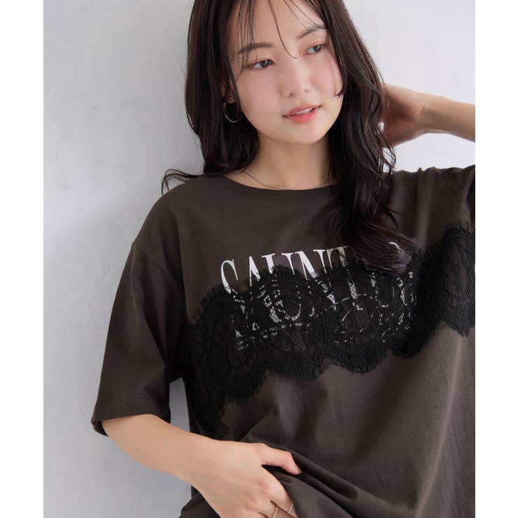レースレイヤードロゴ半袖Tシャツ | VIS  | 詳細画像6 