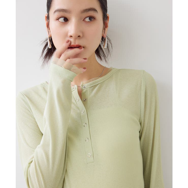 シアーヘンリーロングスリーブTシャツ | VIS  | 詳細画像23 