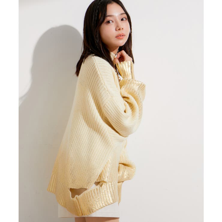 サイドカット箔ニットプルオーバー | VIS  | 詳細画像14 