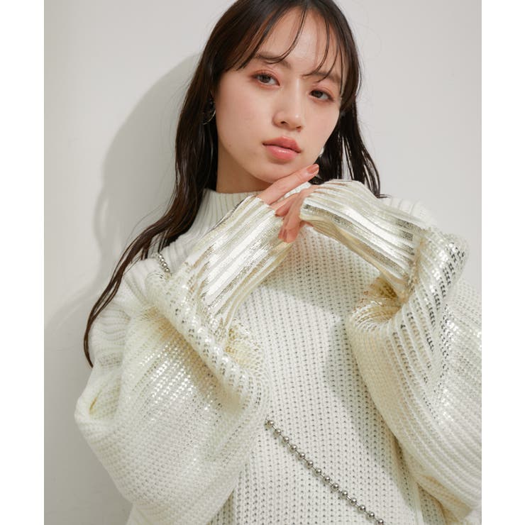 サイドカット箔ニットプルオーバー | VIS  | 詳細画像3 