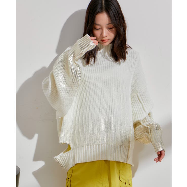 サイドカット箔ニットプルオーバー | VIS  | 詳細画像8 
