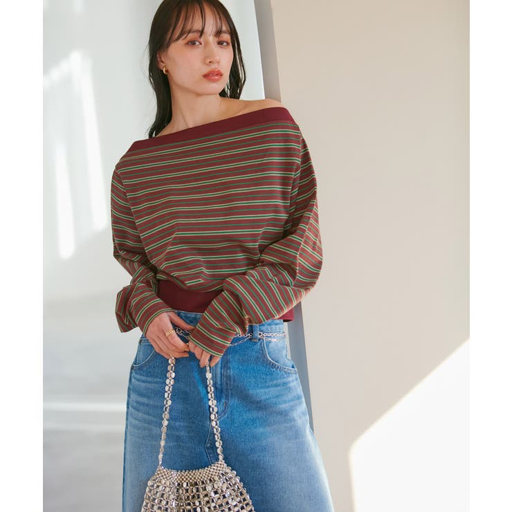 マルチボーダーオフショルトップス | VIS  | 詳細画像3 