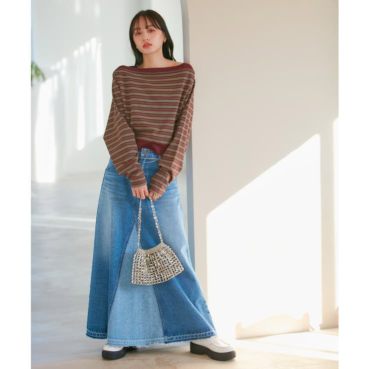 マルチボーダーオフショルトップス | VIS  | 詳細画像4 