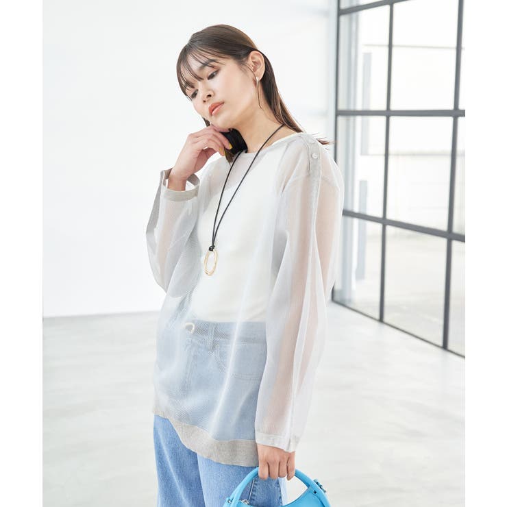 ショルダーラインシアーニットプルオーバー | VIS  | 詳細画像2 