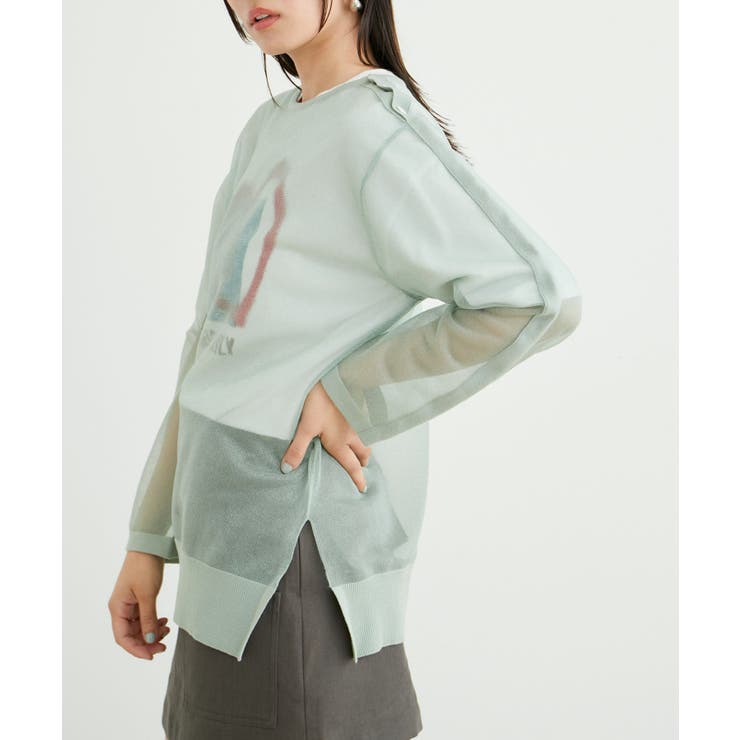 ライトグリーン(33) | ショルダーラインシアーニットプルオーバー | VIS 