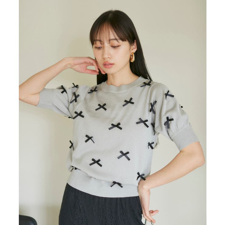 リボンハーフスリーブサマーニット | VIS  | 詳細画像10 