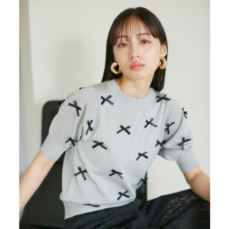 リボンハーフスリーブサマーニット | VIS  | 詳細画像11 