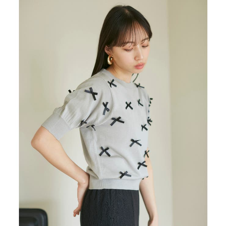 リボンハーフスリーブサマーニット | VIS  | 詳細画像12 