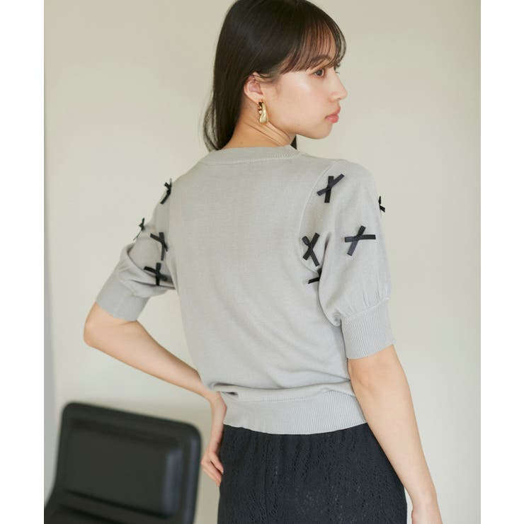 リボンハーフスリーブサマーニット | VIS  | 詳細画像13 