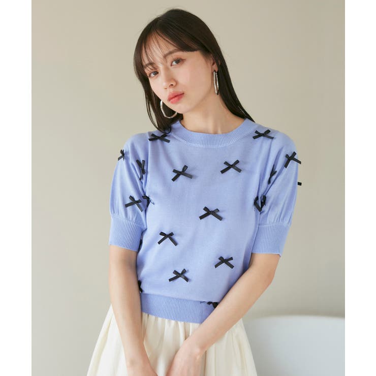 リボンハーフスリーブサマーニット | VIS  | 詳細画像14 