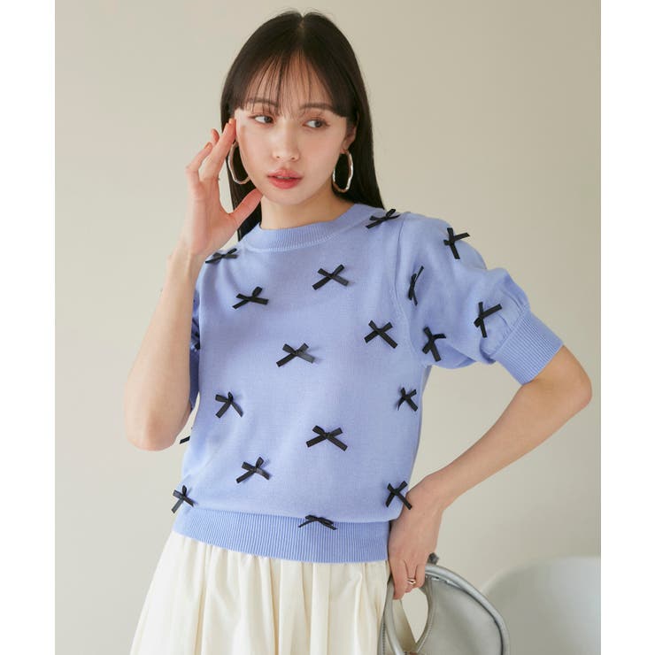 リボンハーフスリーブサマーニット | VIS  | 詳細画像16 