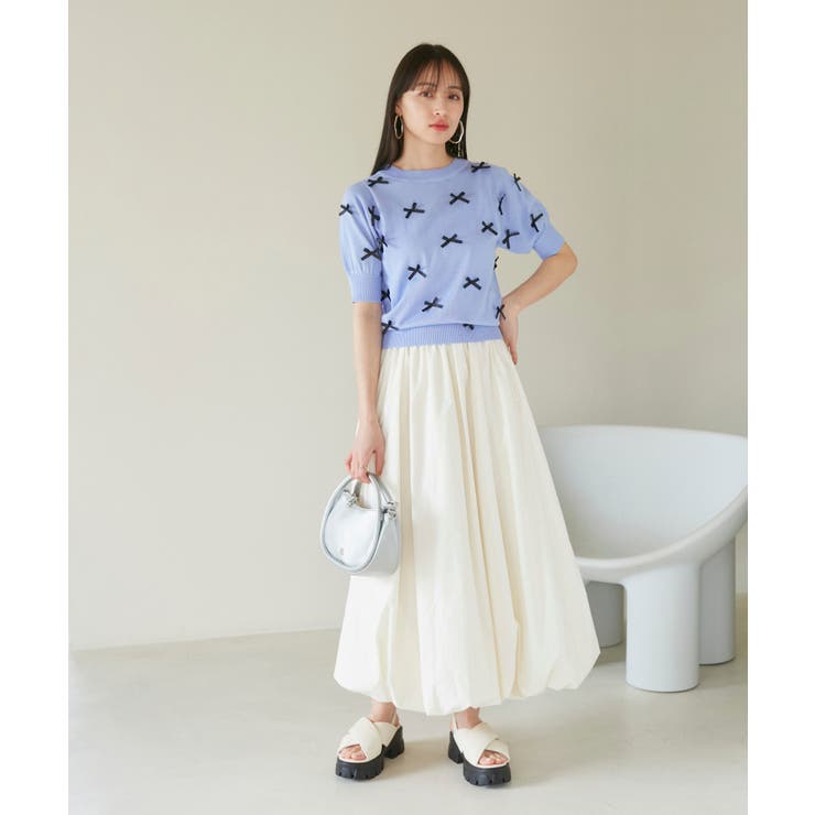 リボンハーフスリーブサマーニット | VIS  | 詳細画像17 
