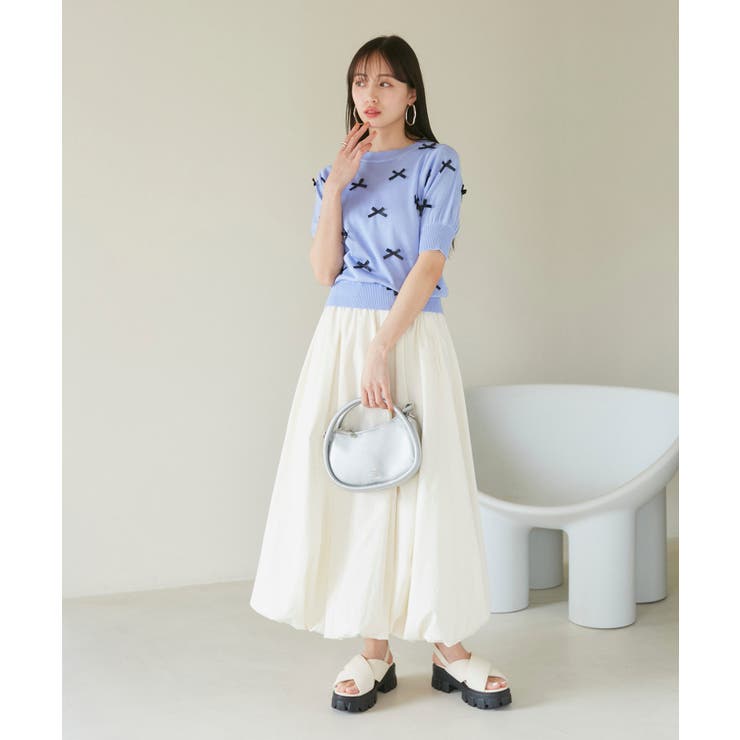 リボンハーフスリーブサマーニット | VIS  | 詳細画像18 