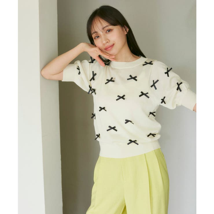 リボンハーフスリーブサマーニット | VIS  | 詳細画像20 