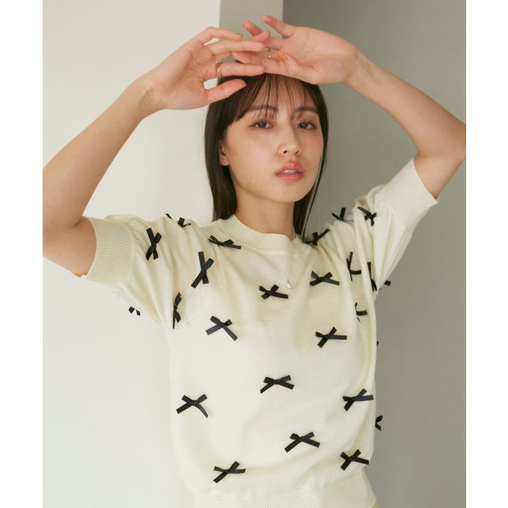 リボンハーフスリーブサマーニット | VIS  | 詳細画像21 