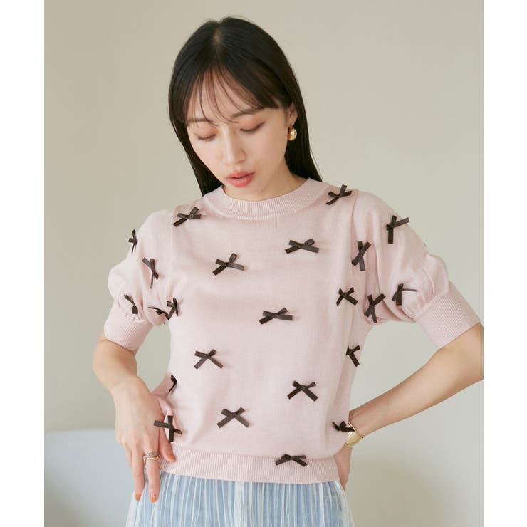 リボンハーフスリーブサマーニット | VIS  | 詳細画像3 