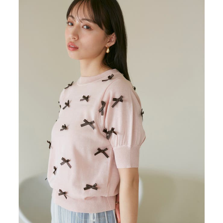 リボンハーフスリーブサマーニット | VIS  | 詳細画像4 