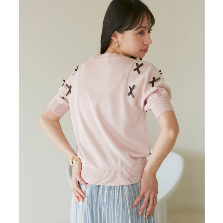 リボンハーフスリーブサマーニット | VIS  | 詳細画像5 