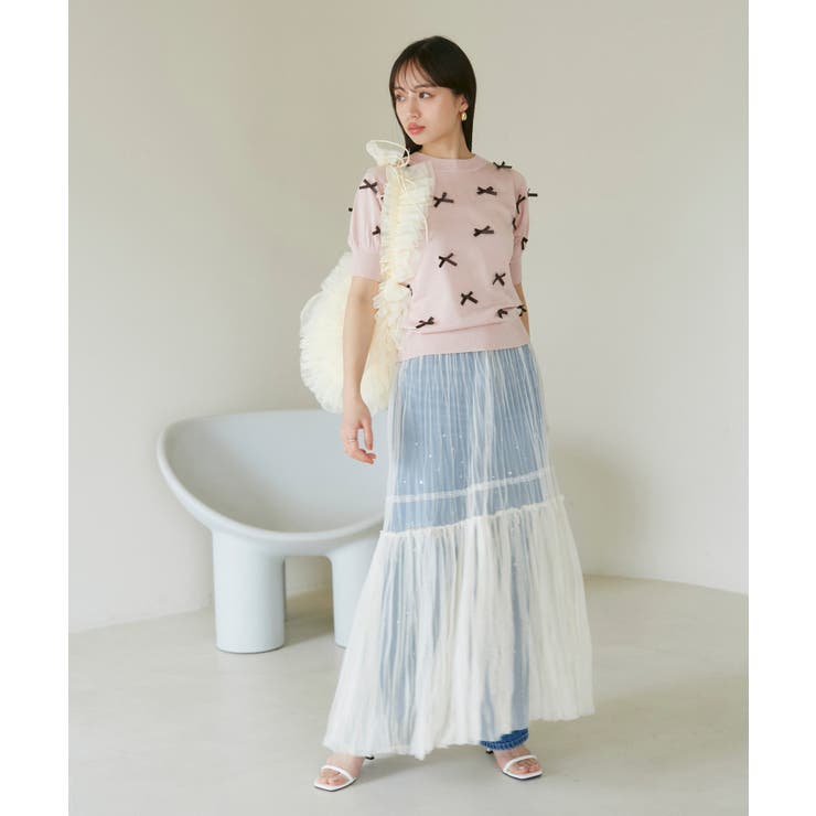 リボンハーフスリーブサマーニット | VIS  | 詳細画像6 
