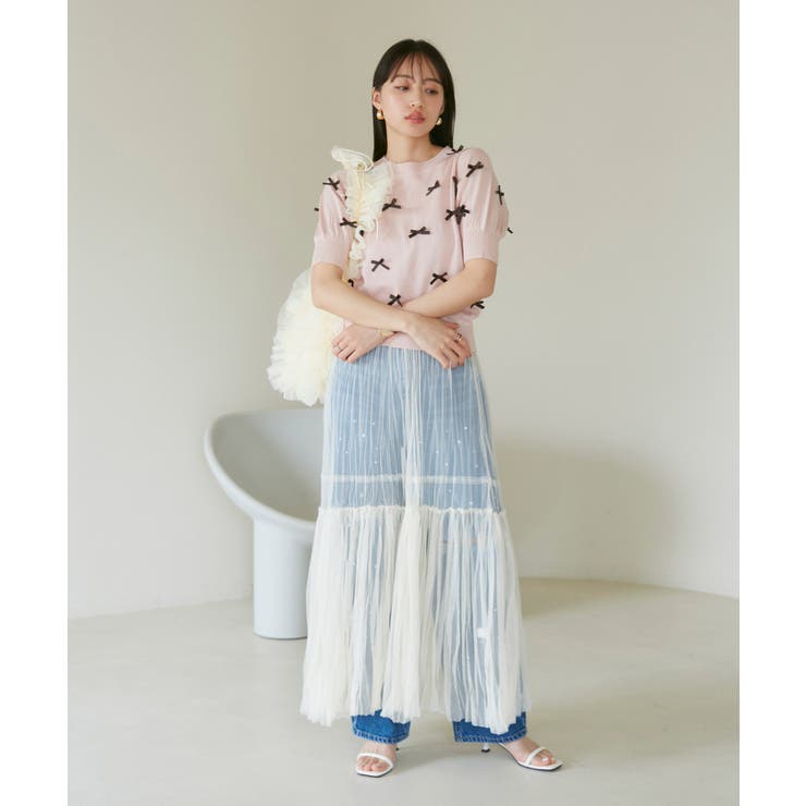 リボンハーフスリーブサマーニット | VIS  | 詳細画像7 