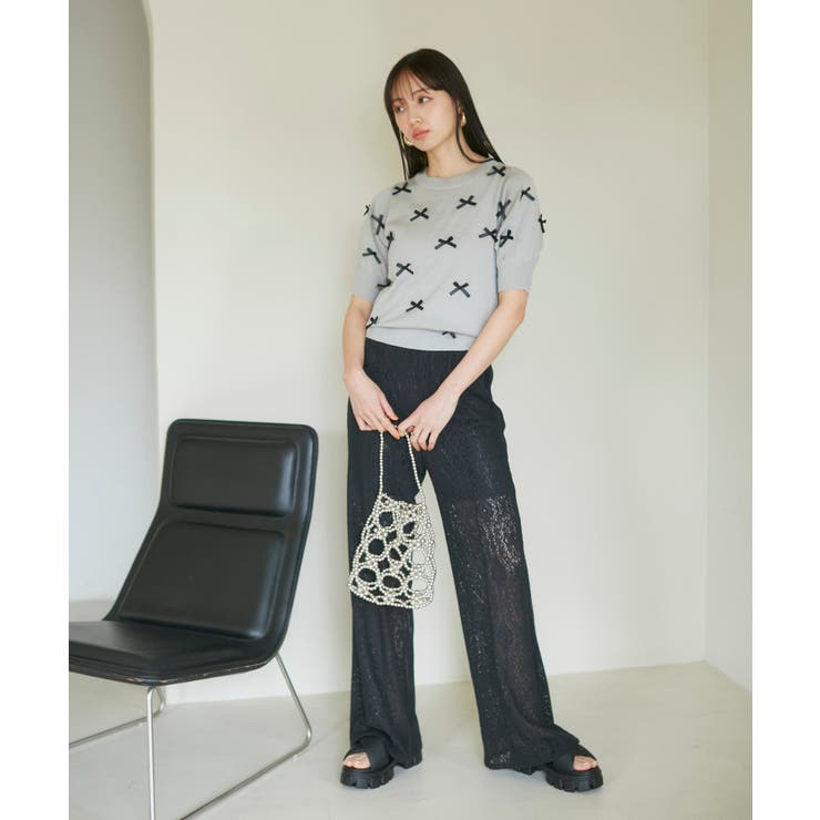 リボンハーフスリーブサマーニット | VIS  | 詳細画像8 