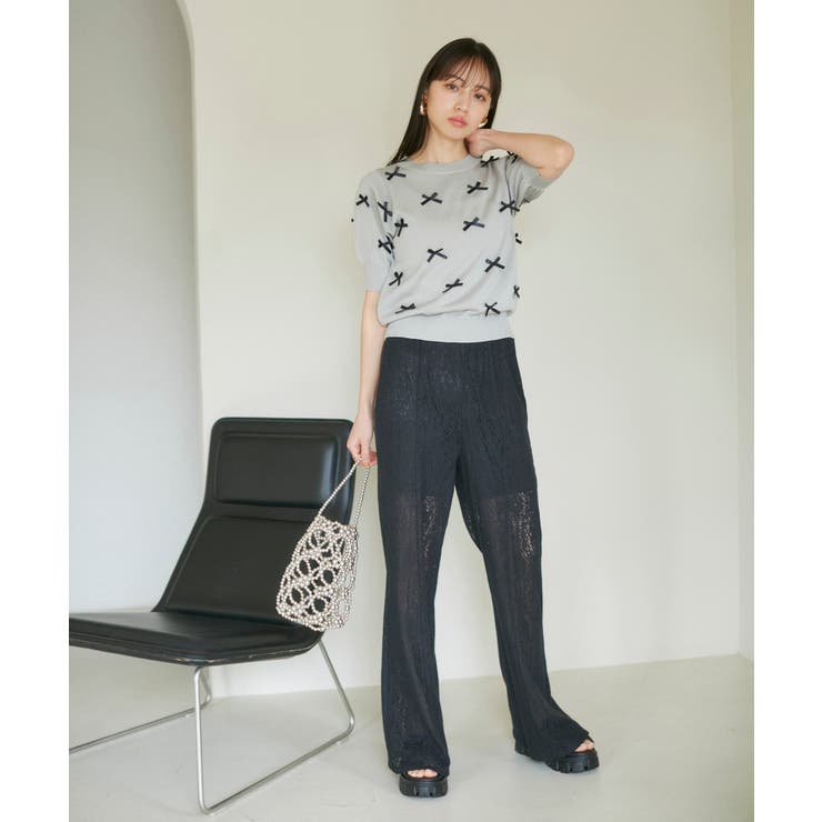 リボンハーフスリーブサマーニット | VIS  | 詳細画像9 