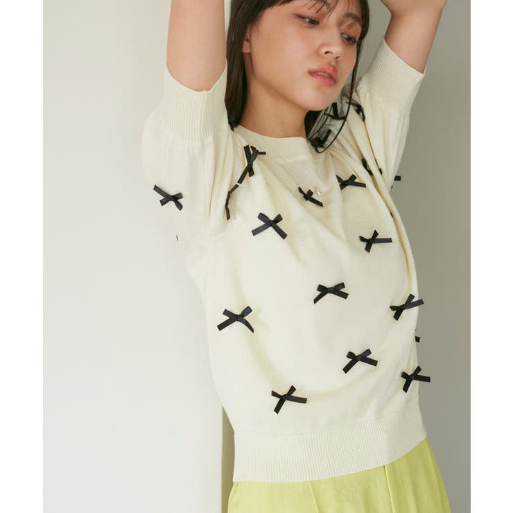 キナリ(16) | リボンハーフスリーブサマーニット | VIS 