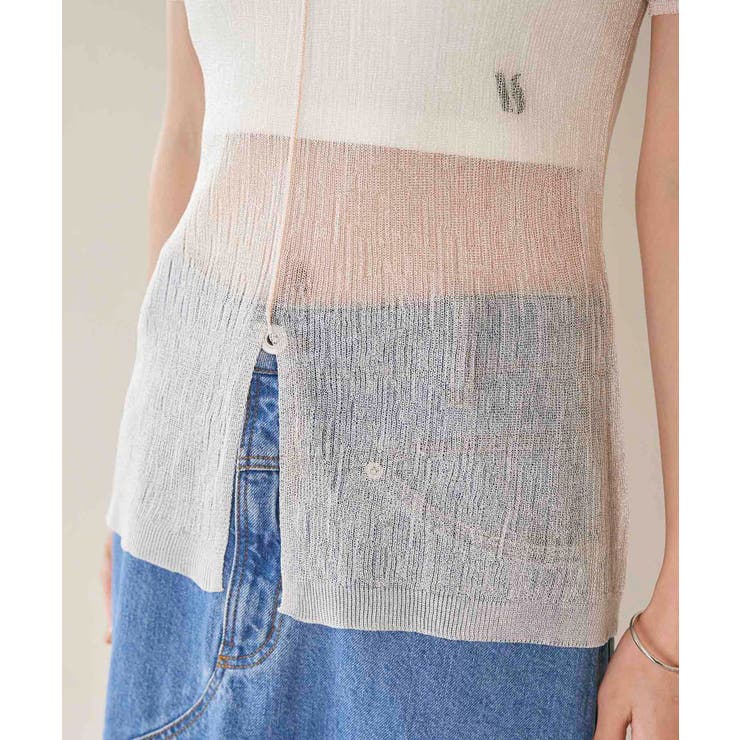 【洗える】裾スリットシアーニットプルオーバー | VIS  | 詳細画像16 