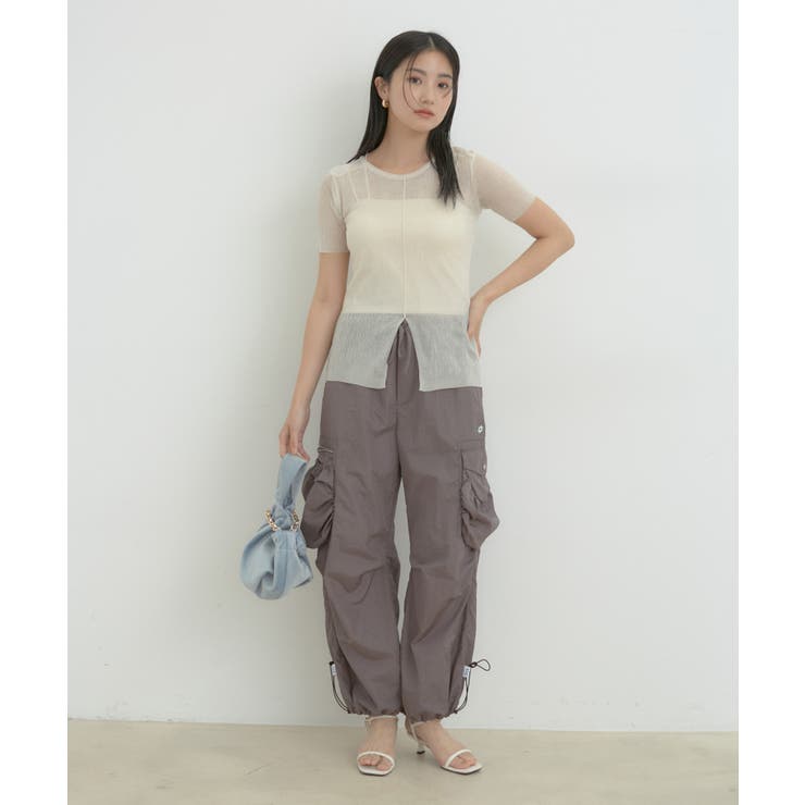 【洗える】裾スリットシアーニットプルオーバー | VIS  | 詳細画像3 